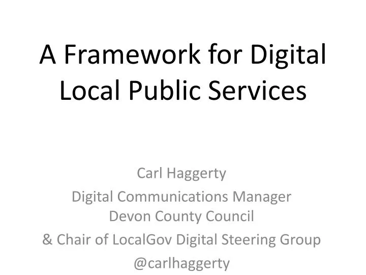 a framework for digital local public services
