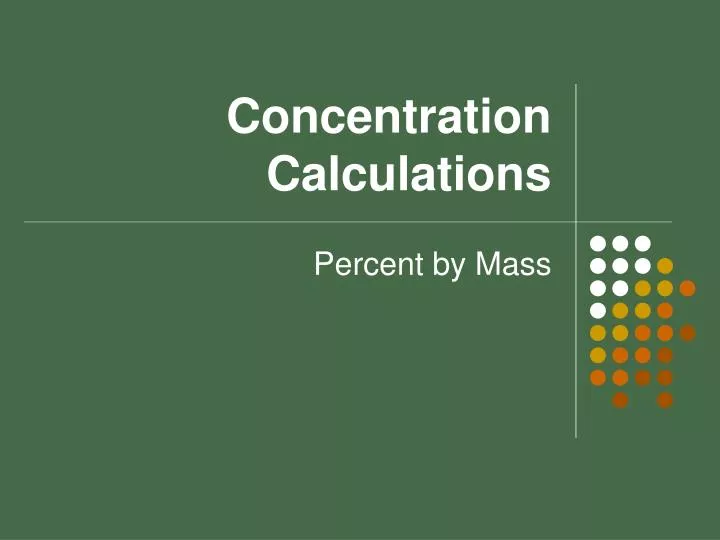 concentration calculations