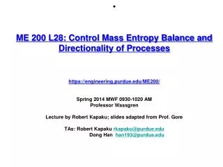 Control Volume Entropy Balance Illustrating an Impossible Process