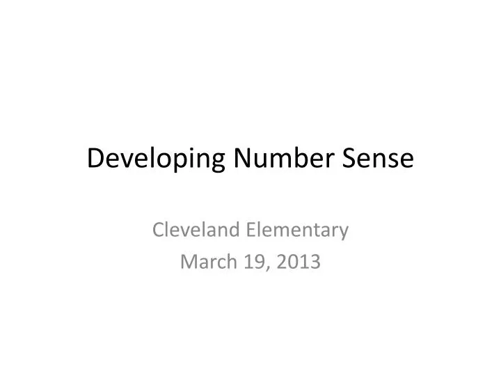 developing number sense