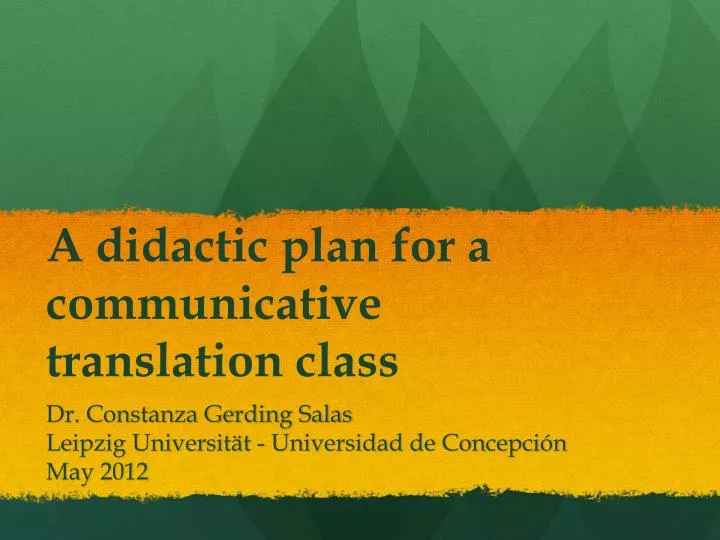 a didactic plan for a communicative translation class