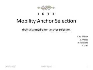 Mobility Anchor Selection
