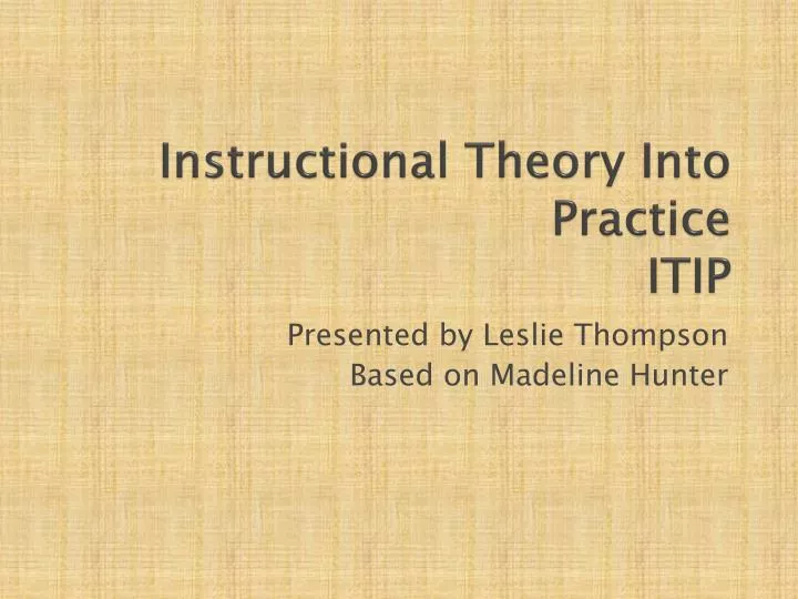 instructional theory into practice itip