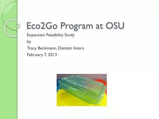 Eco2Go Program at OSU