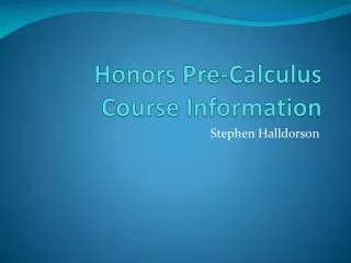 Honors Pre-Calculus Course Information