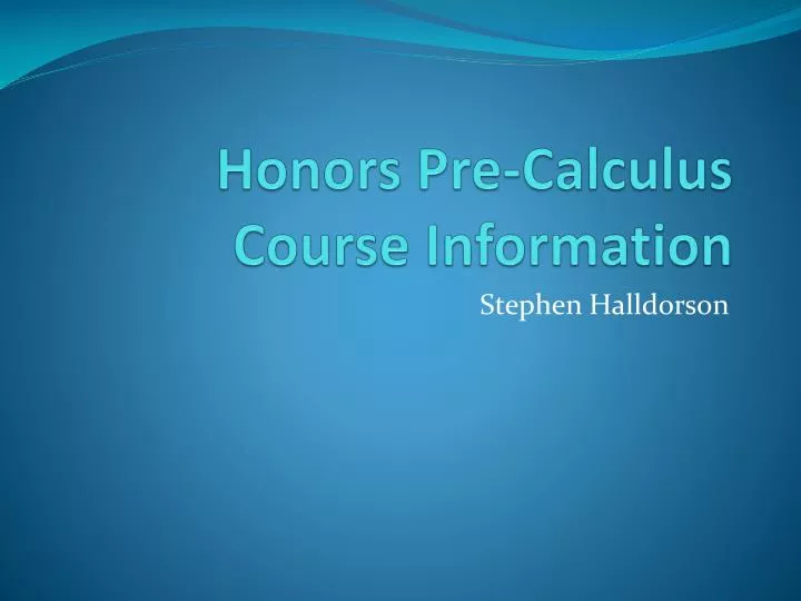 honors pre calculus course information