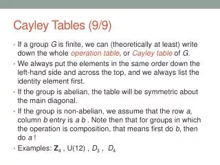 Cayley Tables (9/9)