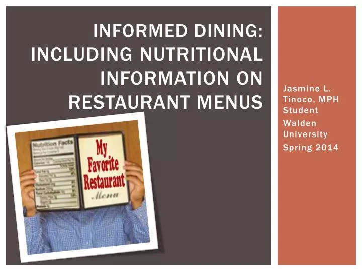 informed dining including nutritional information on restaurant menus