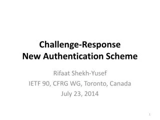 Challenge-Response New Authentication Scheme