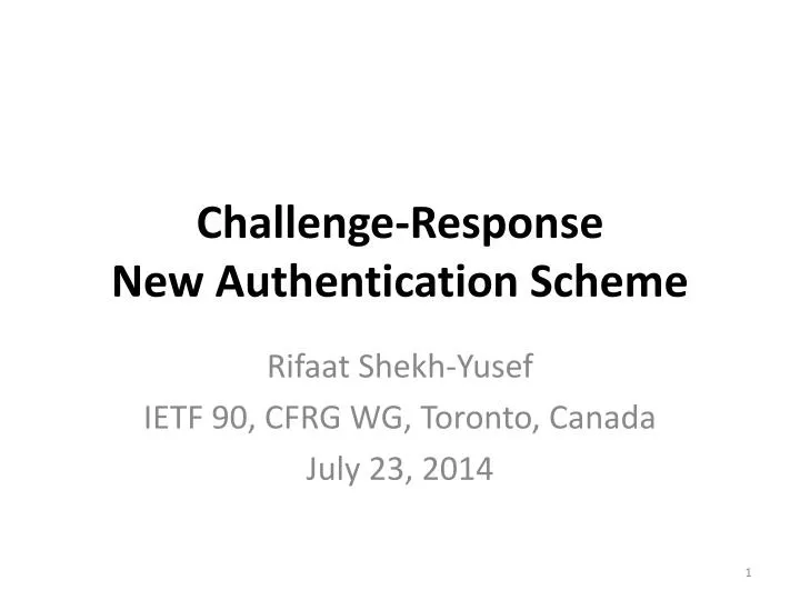 challenge response new authentication scheme