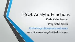 T-SQL Analytic Functions
