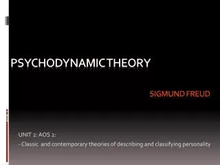 P sychodynamic theory sigmund freud