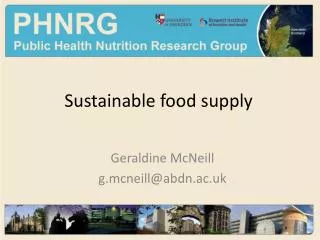 Sustainable food supply