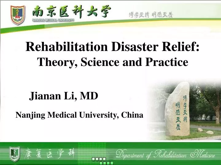 rehabilitation disaster relie f t heory science and practice