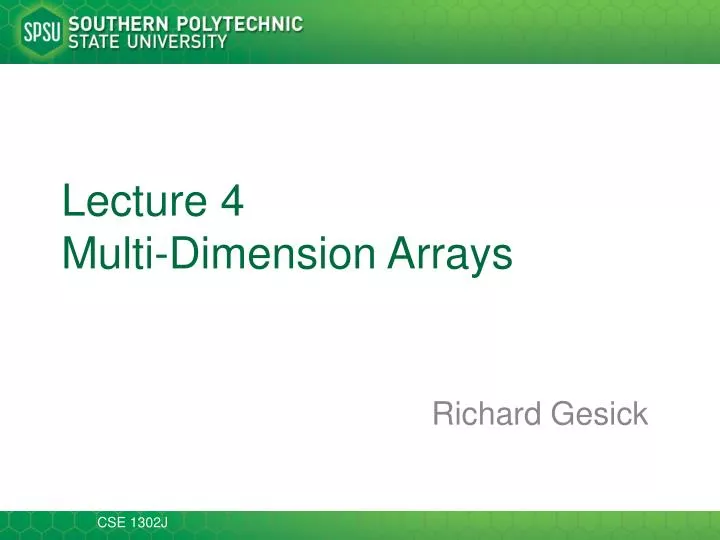 lecture 4 multi dimension arrays
