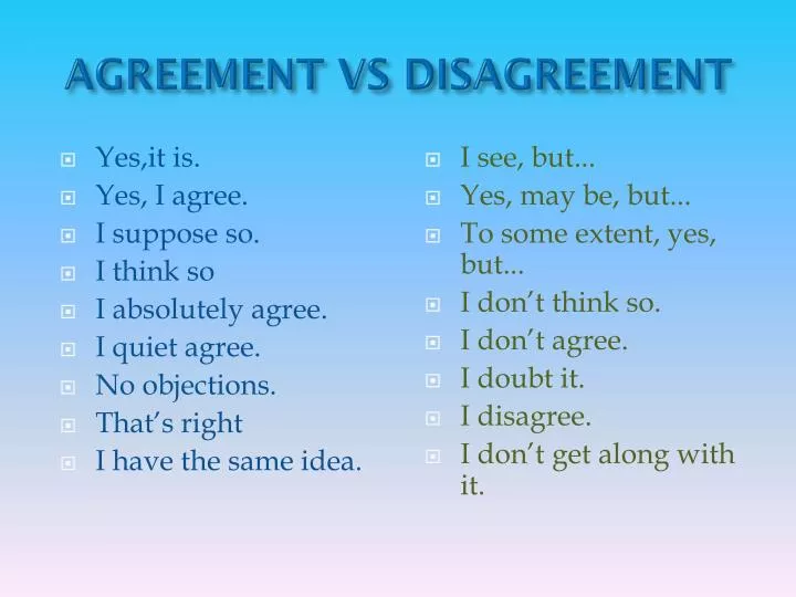 agreement vs disagreement