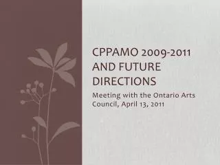 CPPAMO 2009-2011 and future directions