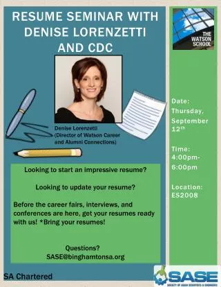 Resume Seminar with Denise Lorenzetti and CDC