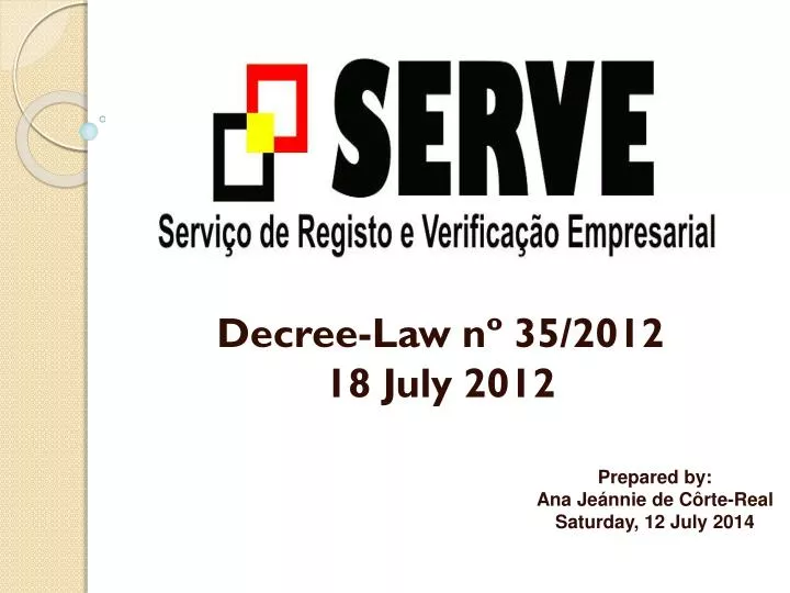 decree law n 35 2012 18 july 2012