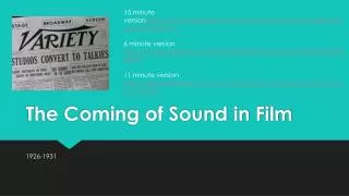 The Coming of Sound in Film