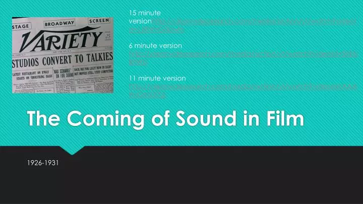 the coming of sound in film