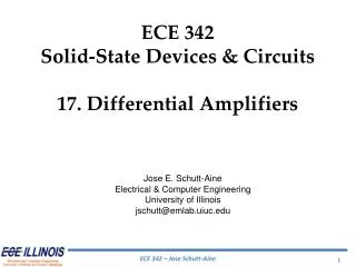 ECE 342 Solid-State Devices &amp; Circuits 17. Differential Amplifiers