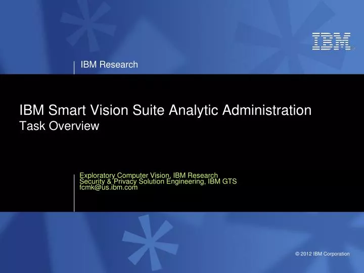 ibm smart vision suite analytic administration task overview