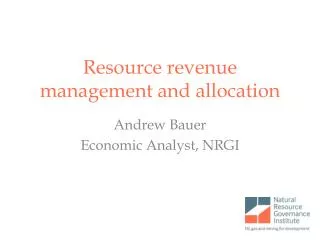 Resource revenue management and allocation