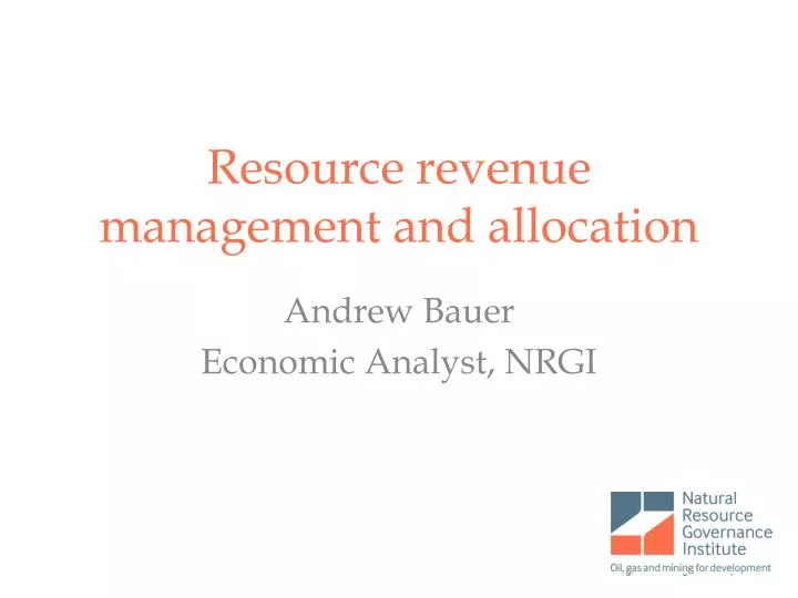 resource revenue management and allocation