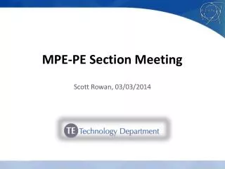 MPE-PE Section Meeting