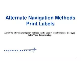 Alternate Navigation Methods Print Labels