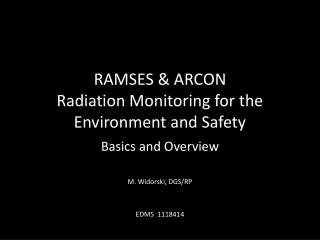 RAMSES &amp; ARCON Radiation Monitoring for the Environment and Safety