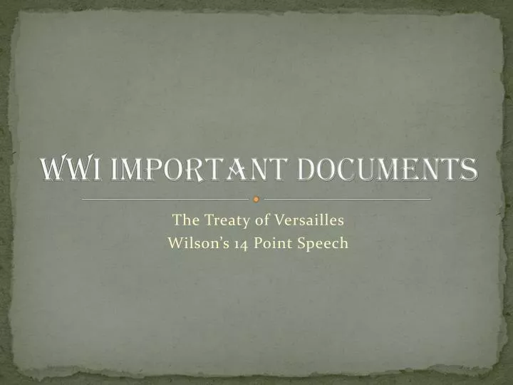 wwi important documents