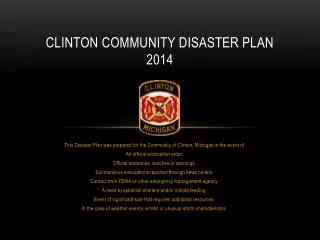 Clinton Community Disaster Plan 2014
