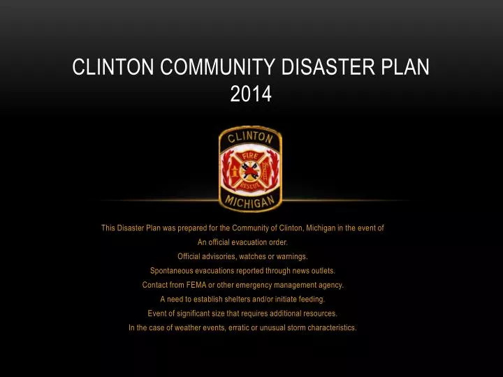clinton community disaster plan 2014