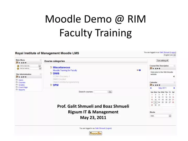 moodle demo @ rim faculty training