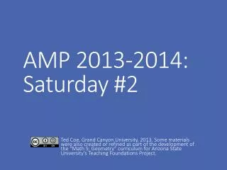 AMP 2013-2014: Saturday #2