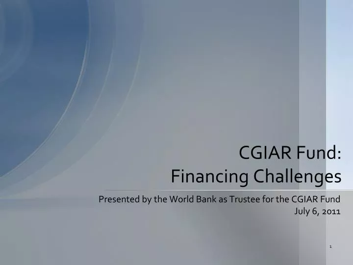 cgiar fund financing challenges