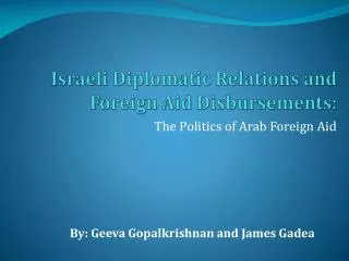 Israeli Diplomatic Relations and Foreign Aid Disbursements: