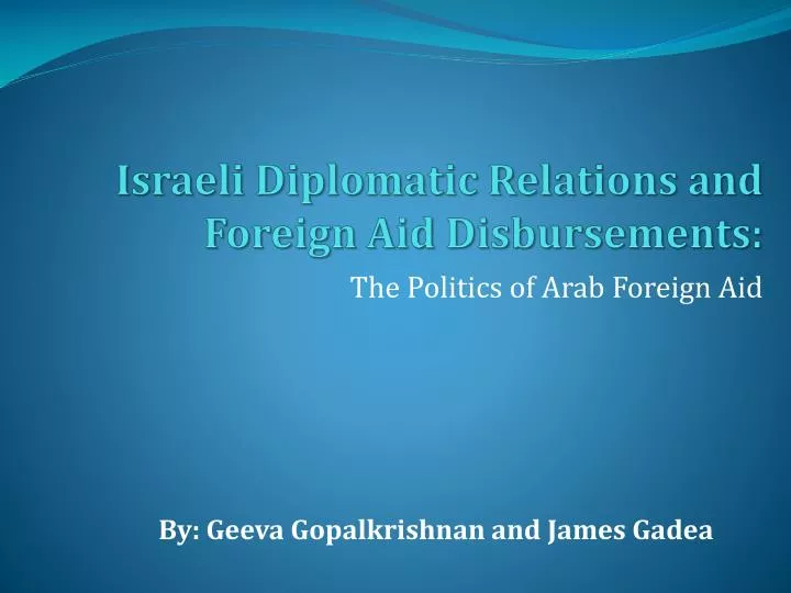 israeli diplomatic relations and foreign aid disbursements