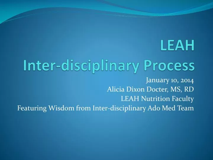 leah inter disciplinary process