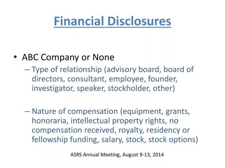 financial disclosures