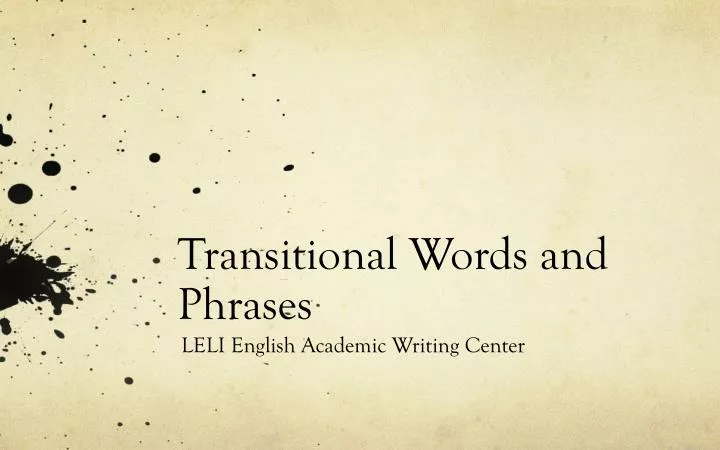 transitional words and phrases