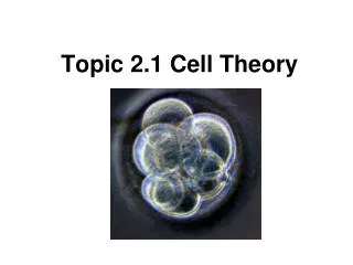 Topic 2.1 Cell Theory