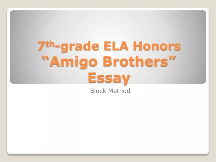 7 th grade ela honors amigo brothers essay