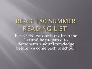 Read 180 Summer reading list