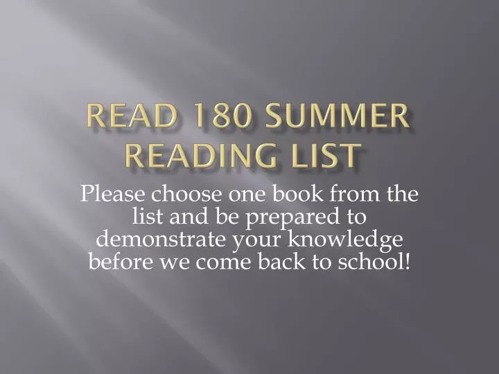 read 180 summer reading list