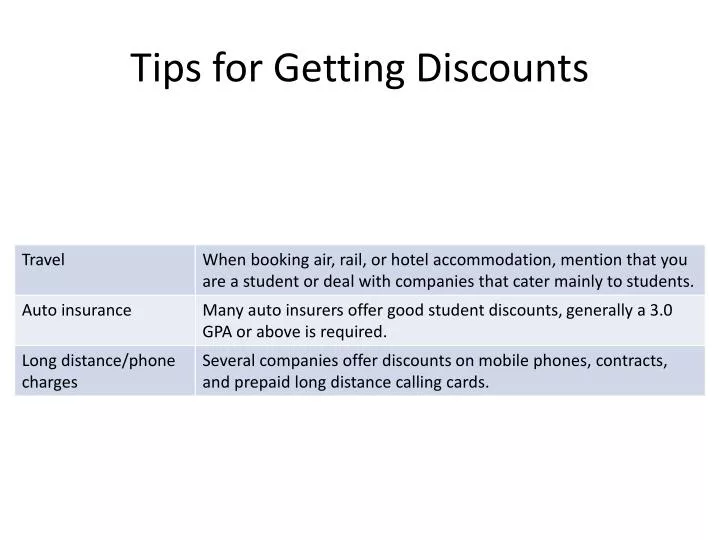 tips for getting discounts