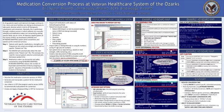medication conversion process at veteran healthcare system of the ozarks
