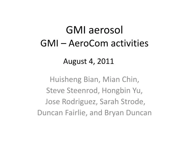 gmi aerosol gmi aerocom activities